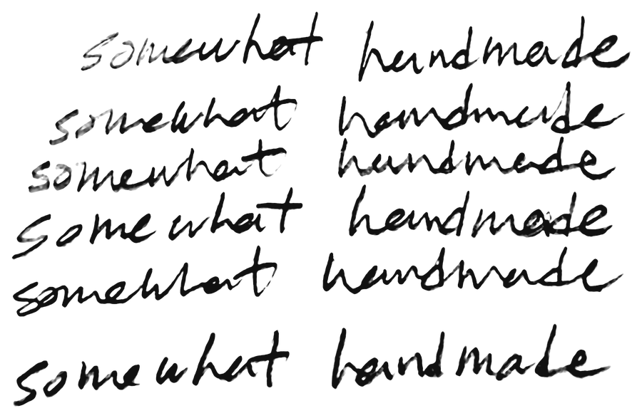 Practice drafts of the somewhat handmade logo